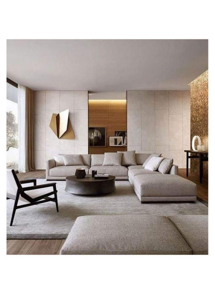 Corner sofa from Swedish wood and linen - beige