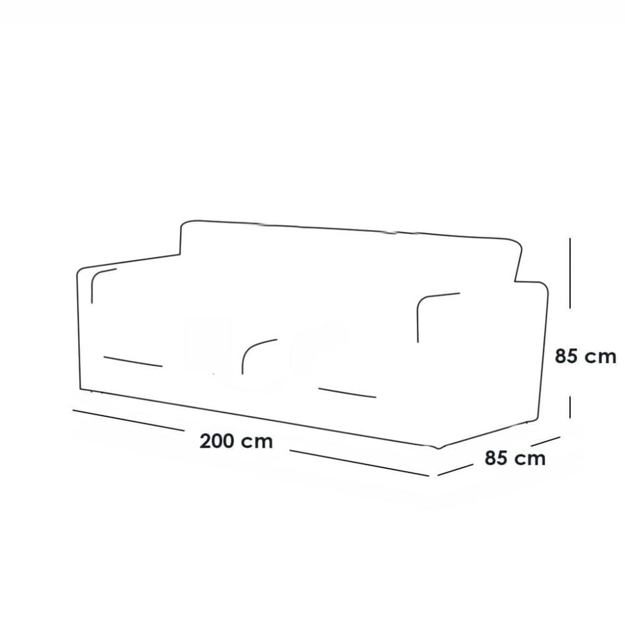 Three-seat sofa with Swedish wood and pouffe - off white
