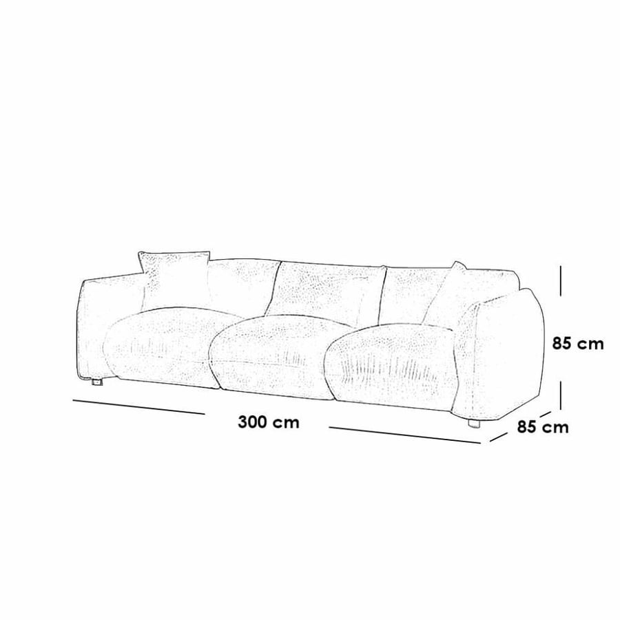 Sofa with four seats, Swedish wood and pouf - off white