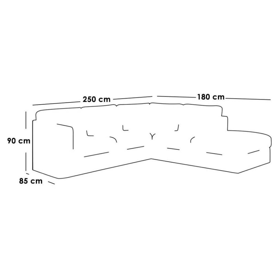 Corner sofa 250×85×180×90 cm - Beige