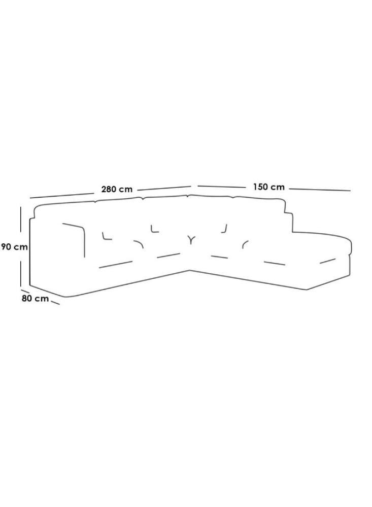 Corner sofa in blue color - 80x150x90x280 cm