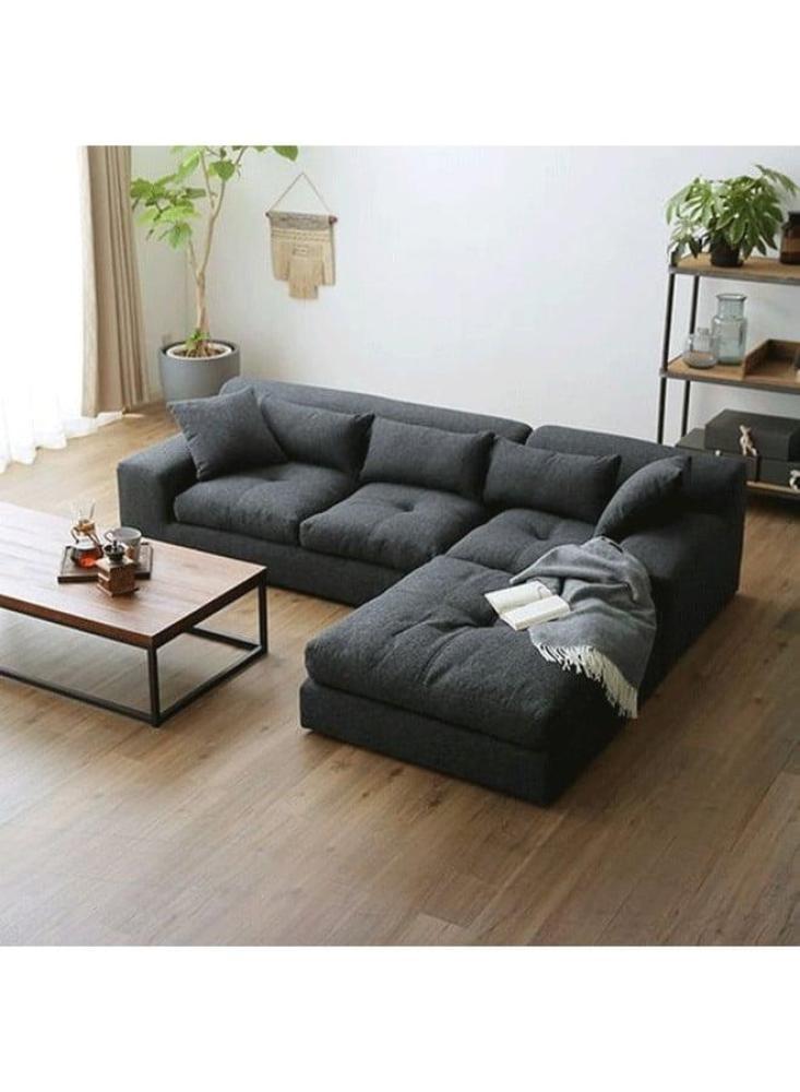 Corner sofa from linen and Swedish wood - 80x85x160 x230 cm - gray
