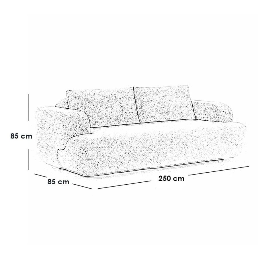 Three-seat sofa with Swedish wood and pouffe - beige