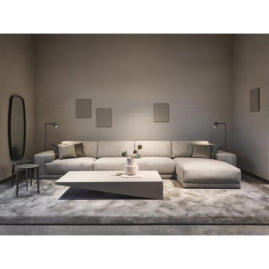 Swedish wood and linen corner sofa - beige
