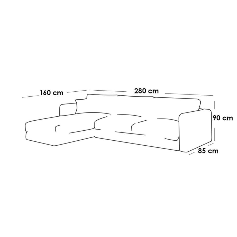 Corner sofa MDF Thai and linen - black