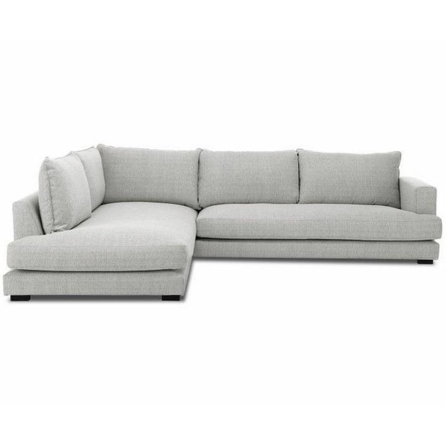 Swedish wood and MDF corner sofa, Thai fabric, gray linen - 300×200×80×80 cm