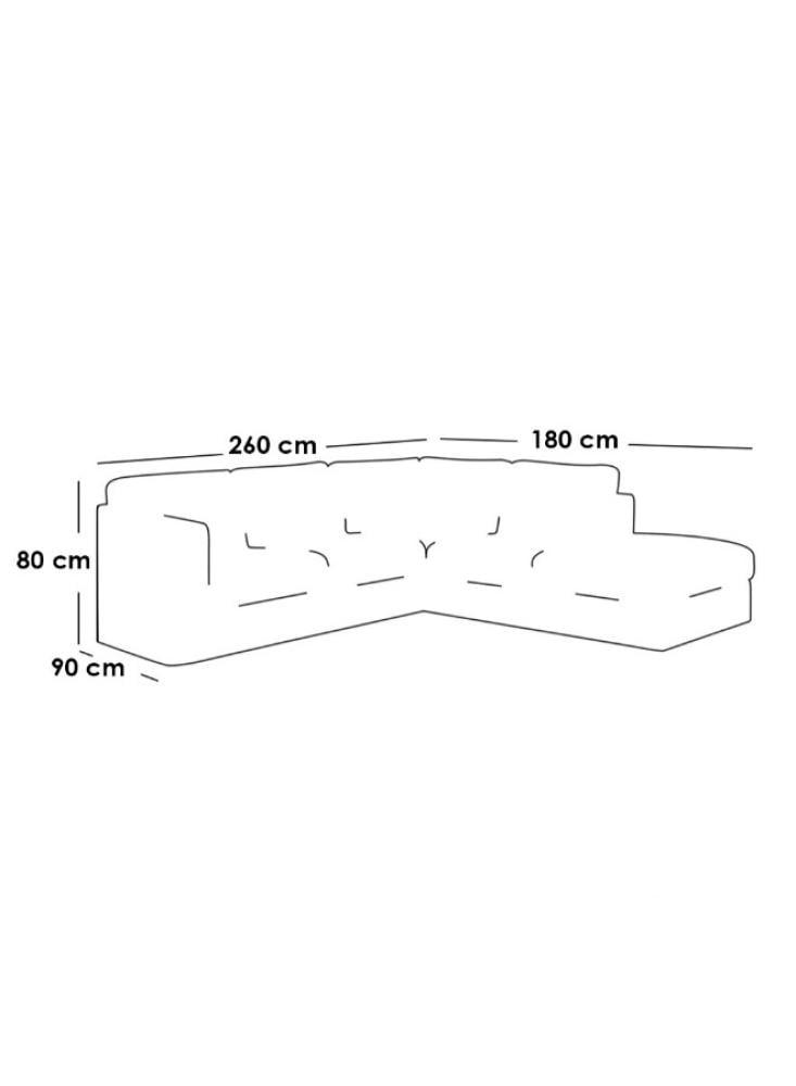 Corner sofa with size 260x180x90x80 cm - Gray