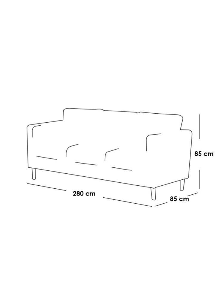 Three-seater sofa made of Swedish wood, velvet, and linen - white