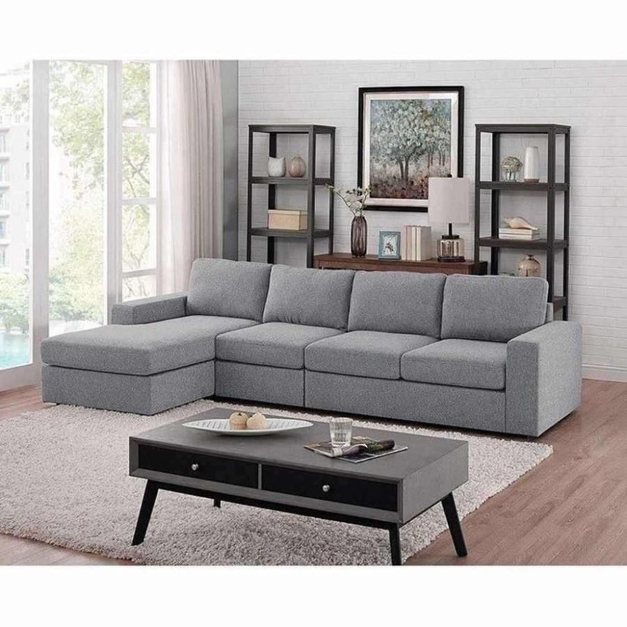 Corner sofa MDF Thai and linen - Gray