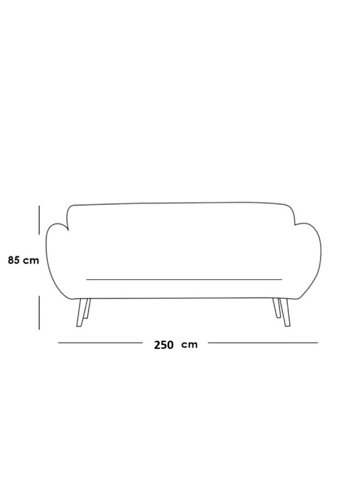Sofa with four seats - velvet - off white - 250x90x85 cm