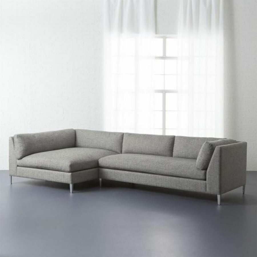 Swedish wood and MDF corner sofa and Thai linen and iron - gray