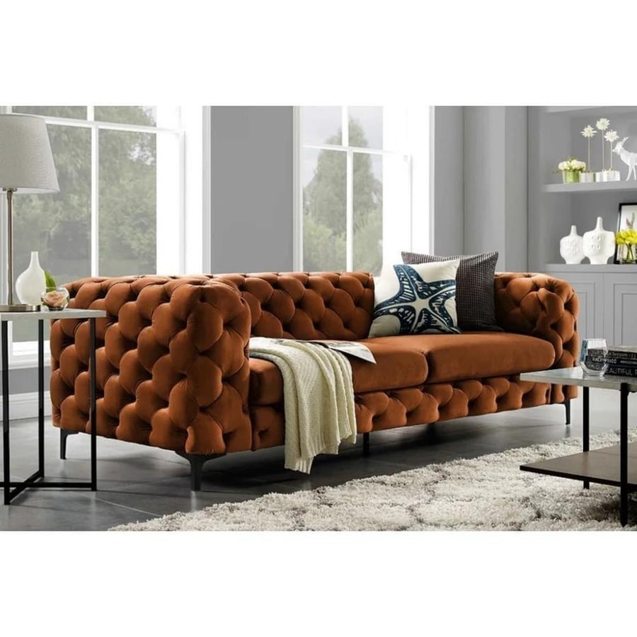 Three-seat Swedish velvet sofa - brown