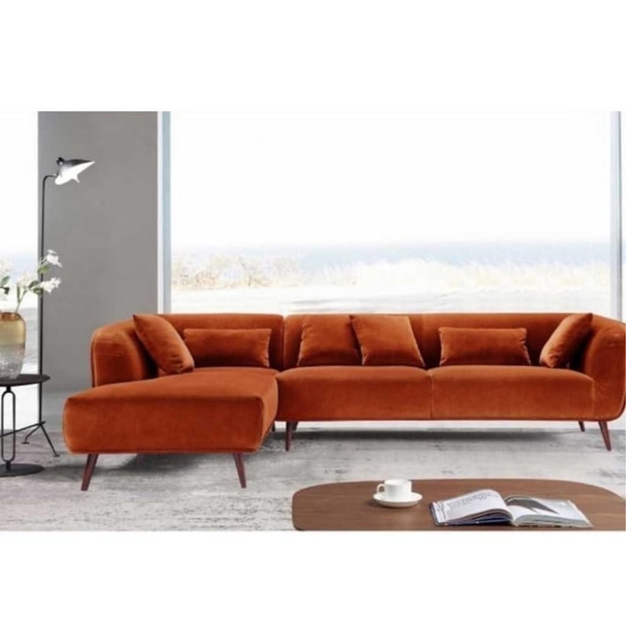 Corner sofa MDF Thai and velvet - orange