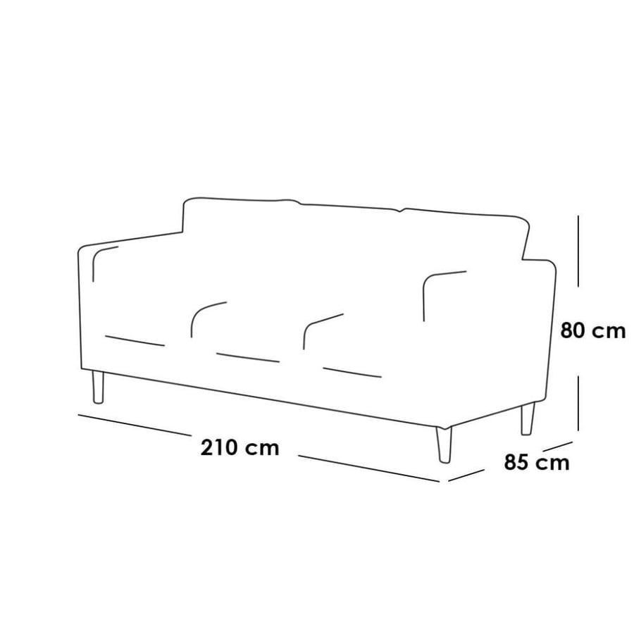 Three-seater velvet sofa with MDF Thai - Blue