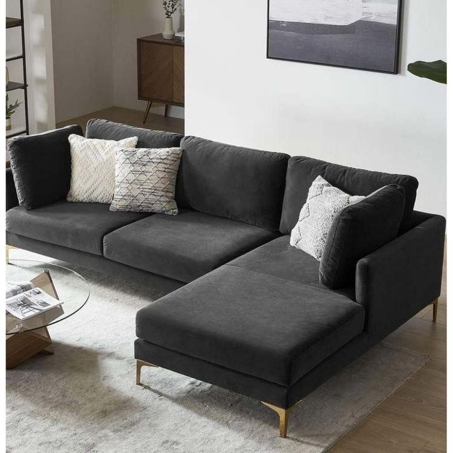 Corner sofa velvet and MDF Thai - black