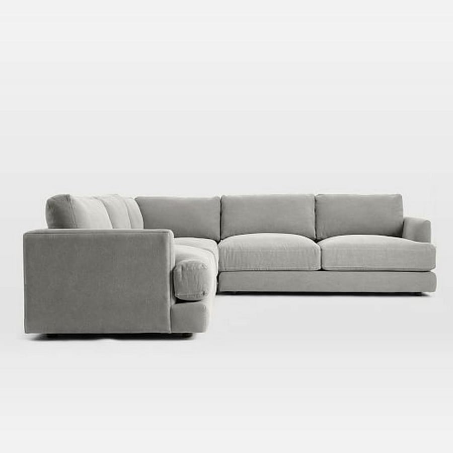 Swedish wood and Thai MDF corner sofa with gray linen - 250×250×80×80 cm