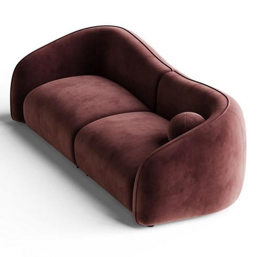 Three-seat sofa with Swedish wood and velvet - brown