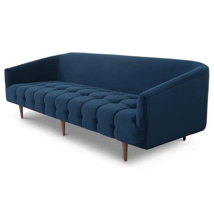 3-seat sofa made of Swedish wood and Thai MDF and blue linen