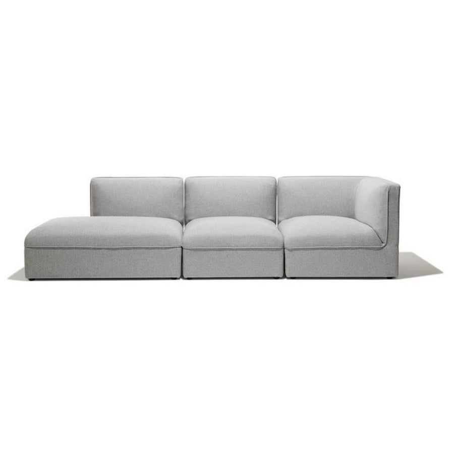 Sofa with three seats Swedish wood and linen - gray