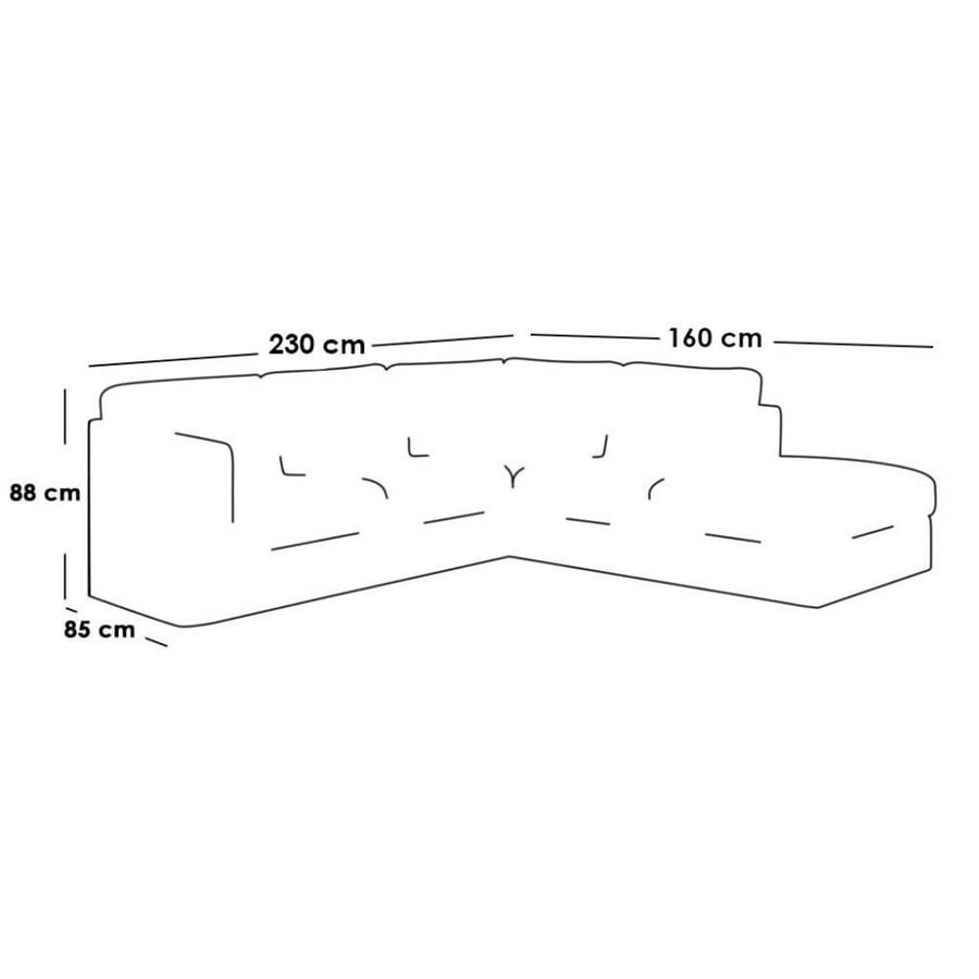 Corner sofa velvet and MDF Thai - black