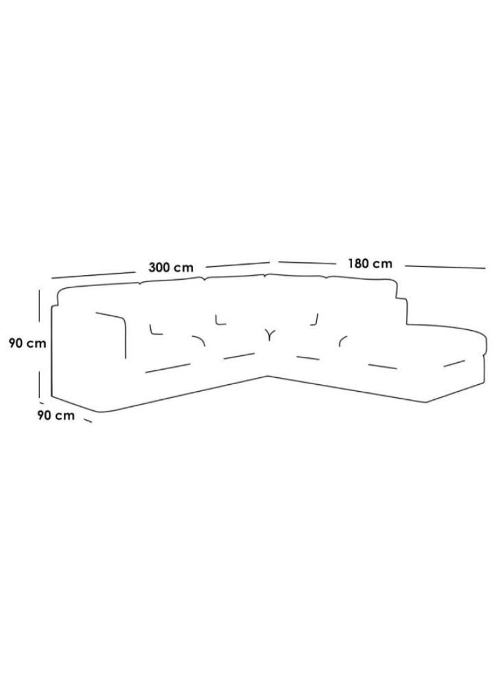 Corner sofa size 300x180x90x90 cm - beige