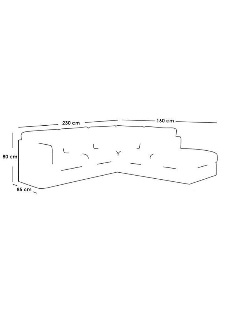 Corner sofa from linen and Swedish wood - 80x85x160 x230 cm - gray