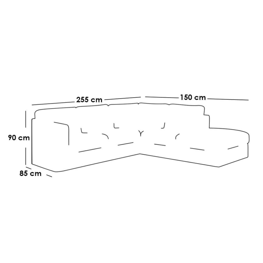 Corner sofa 255×150×85×90 cm - Beige