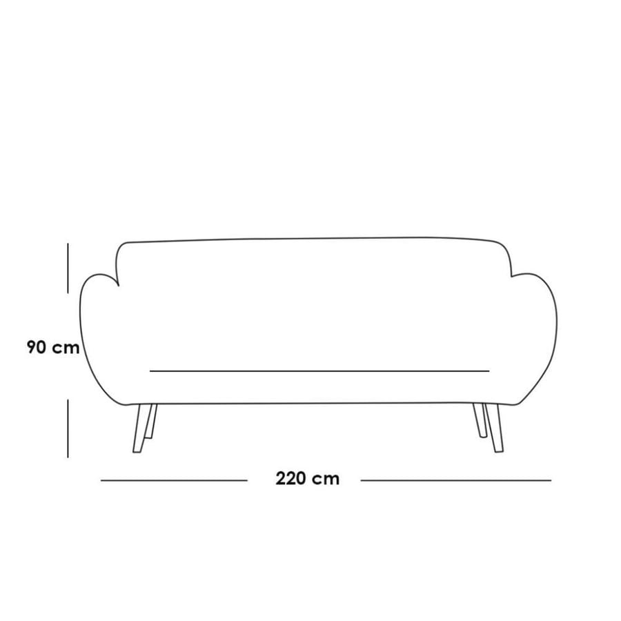 Three-seater sofa made of Swedish wood and Thai MDF and linen - gray