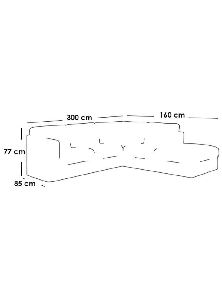 كنبة بمقاس 85x160x77x300 سم من الكتان - بيج