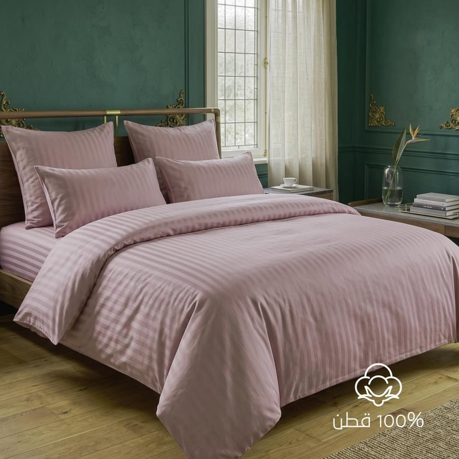 Hotel bed linens, single and a half cotton with removable padding - 5 pieces - pink purple