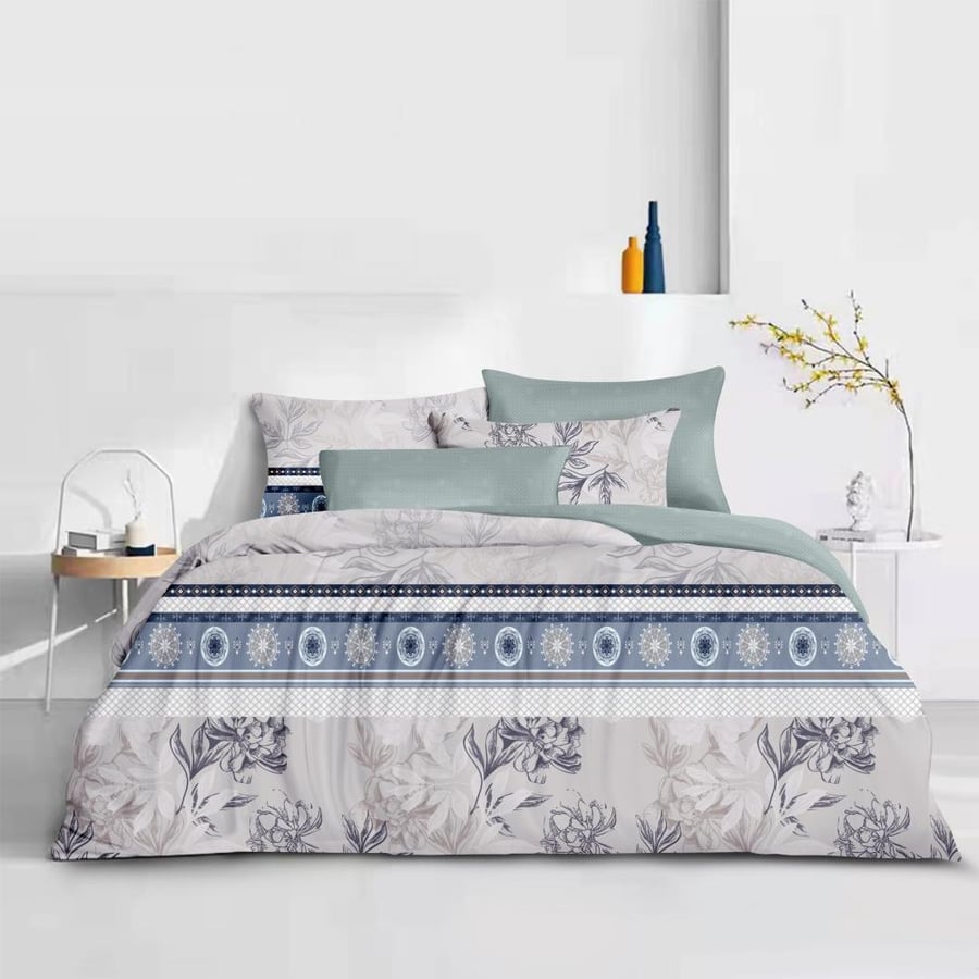 Summer double bedspread - 8 pieces - Seline series - Light gray