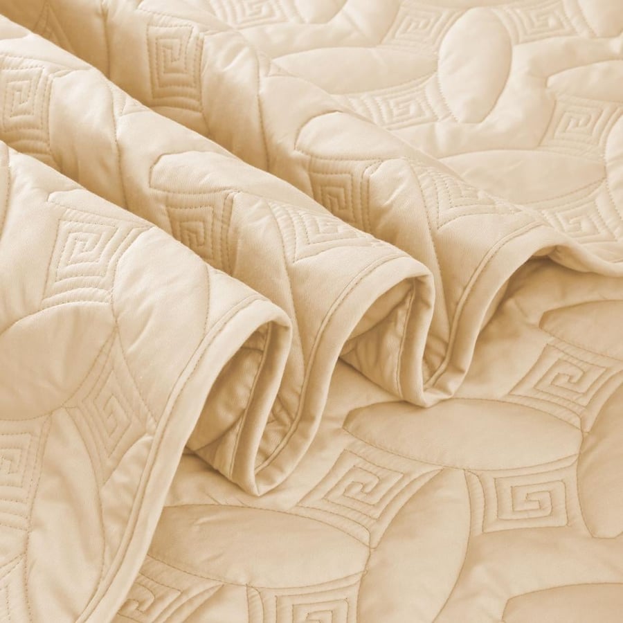 Compressed double cotton bedspread - 4 pieces - Albiana series - Beige