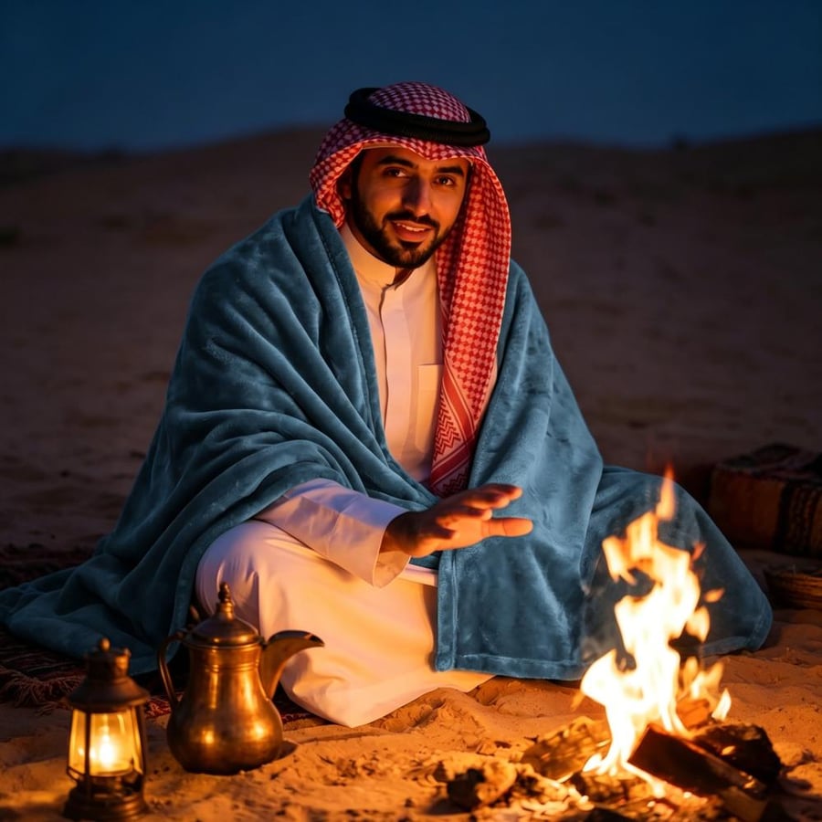 بطانية مخمل خفيفة نفرين 260 × 240 - سلسلة رواء - أزرق بحيرة