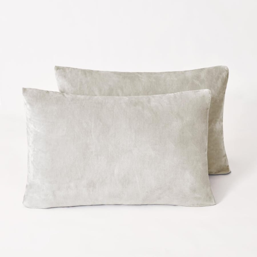 Velvet pillowcase set - 2 pieces - medium gray
