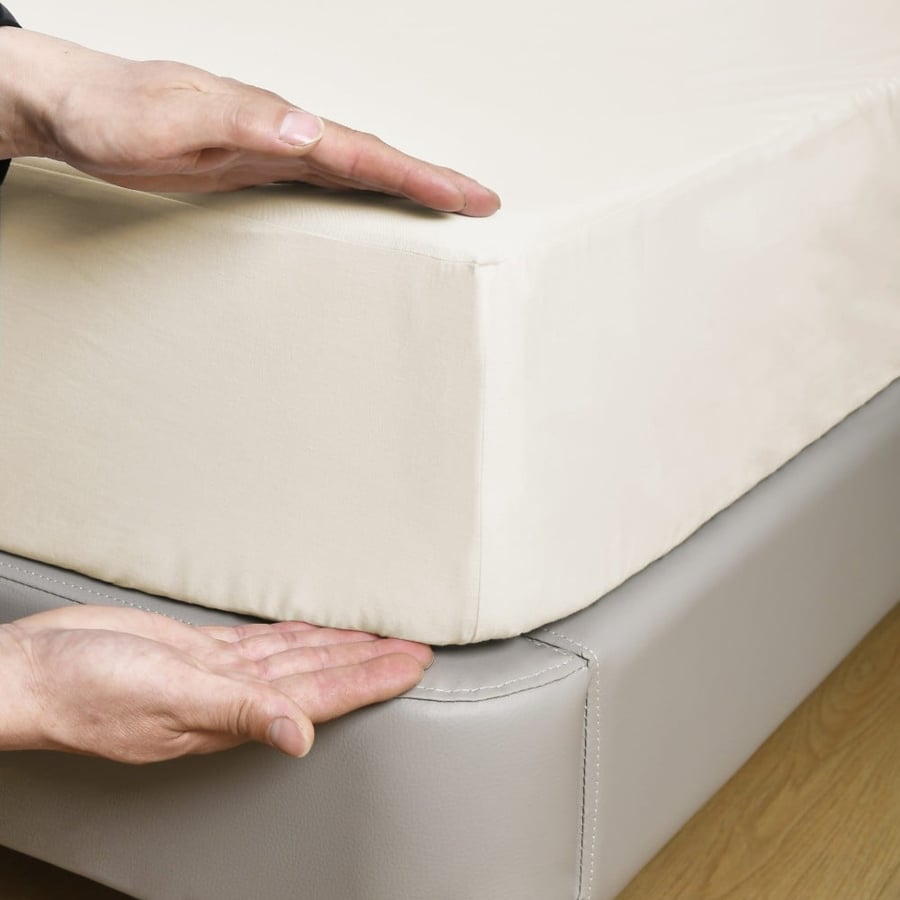 Single and a half cotton sheet set - 3 pieces - Creamy