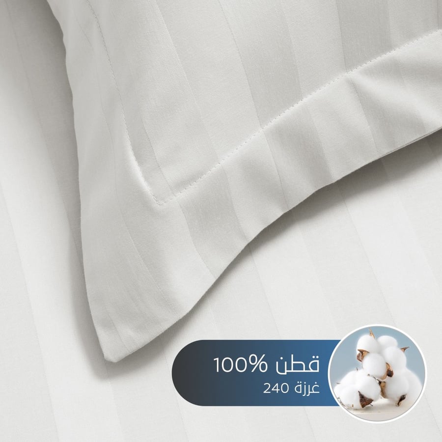 تلبيسة لحاف قطن مفرد - 240 غرزة - 4 قطع - عاجي