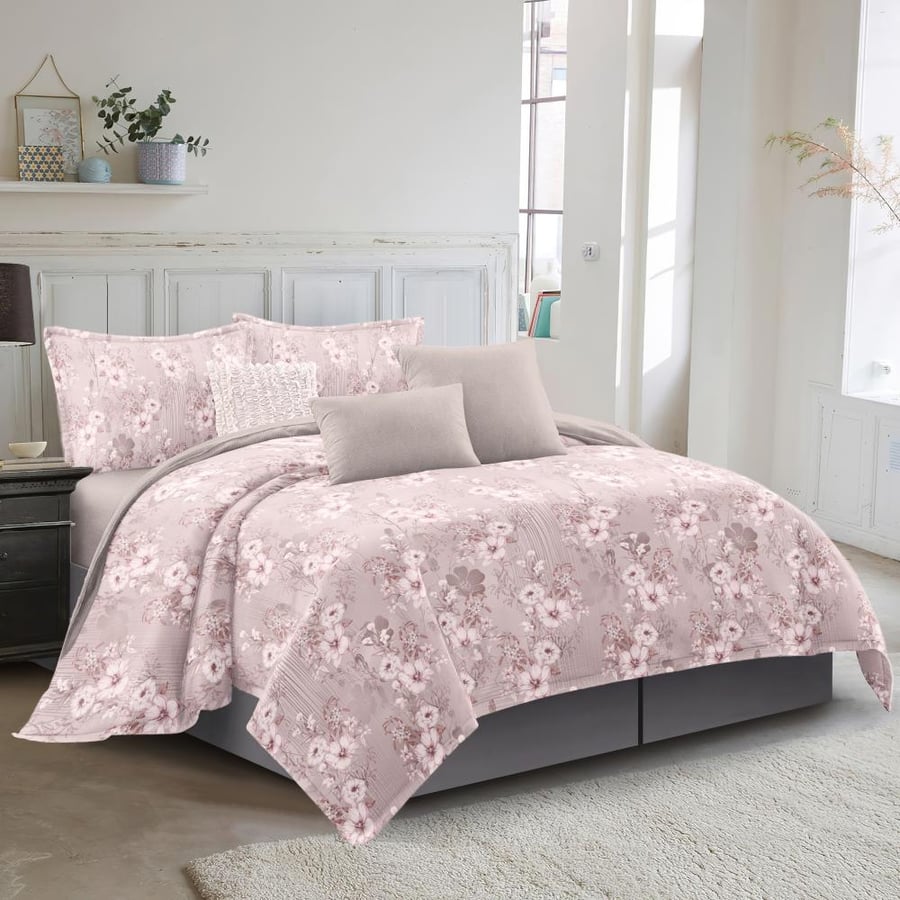 Summer double bedspread - 6 pieces - Celine series - Light pink