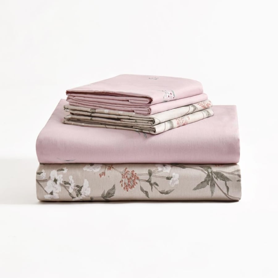 Summer double cotton duvet cover - 6 pieces - Cover Veronica series - pink