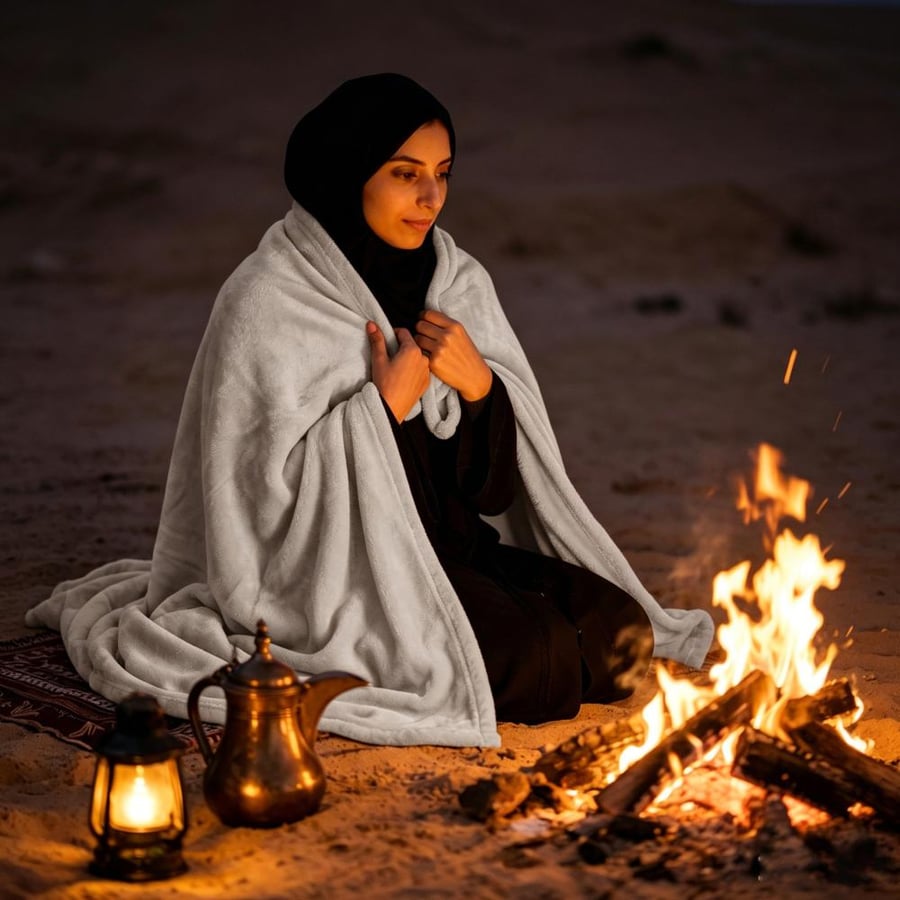 بطانية مخمل خفيفة نفرين 260 × 240 - سلسلة رواء - فضي رمادي