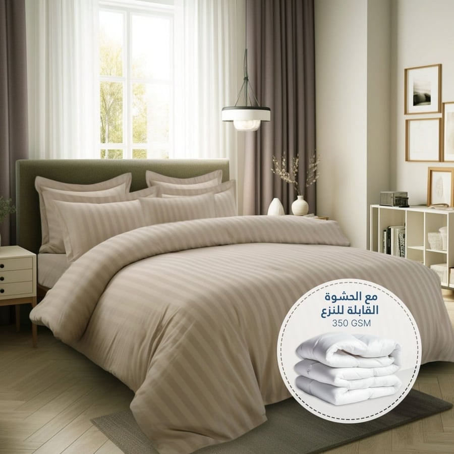 Double cotton hotel bedding with removable filling - 9 pieces - the purple camel