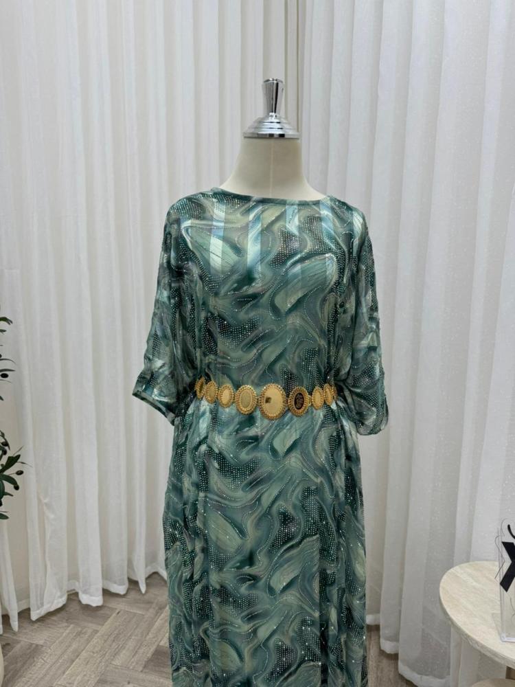 دراعه  اللون  شيفون على كرستال مع الحزام   من متجر  جوهره X