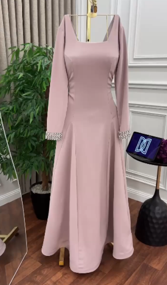 فستان سهره اللون   لحمي  و بنفسجي باربي  من متجر  جوهره D
