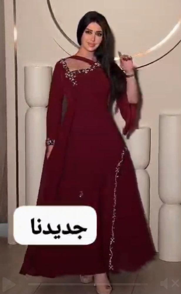 فستان سهره اللون  عودي  باربي يد شيفون تطريز يدوي   من متجر جوهره   FR
