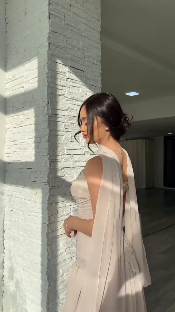 فستان سهره  اللون وردي باربي على شيفون جورجيت  من  متجر جوهره TR