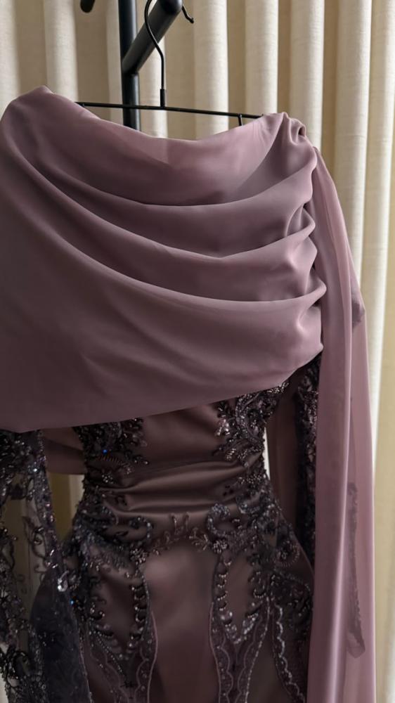 فستان سهره اللون  موف على اسودخرز    من متجر جوهره MN
