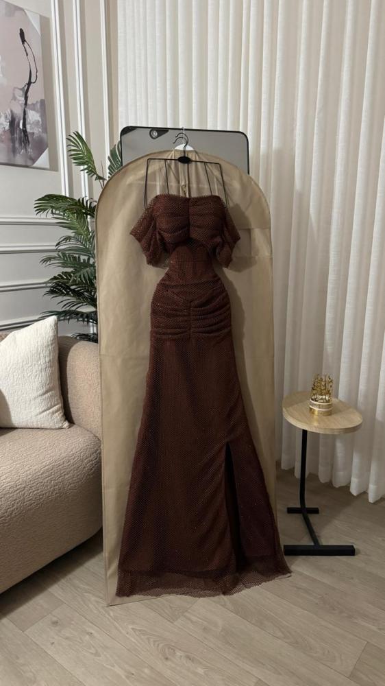 Evening dress, brown color, evening fabric, from Jewel Store DN