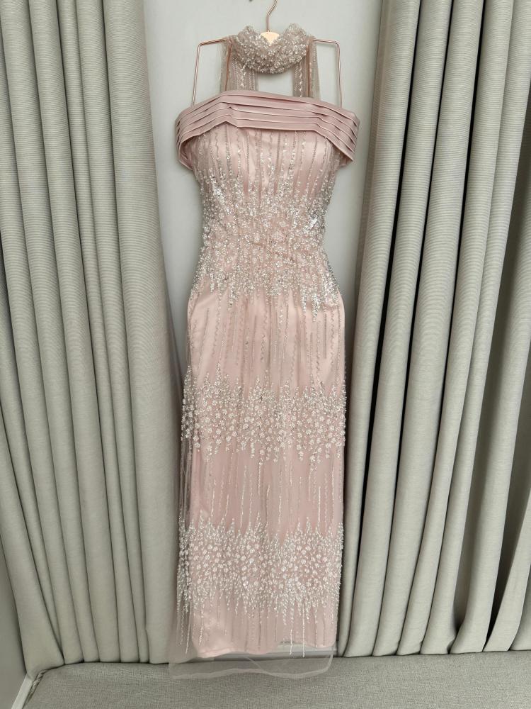 Evening dress pink color beaded and lining Barbie from Jewel Store MN