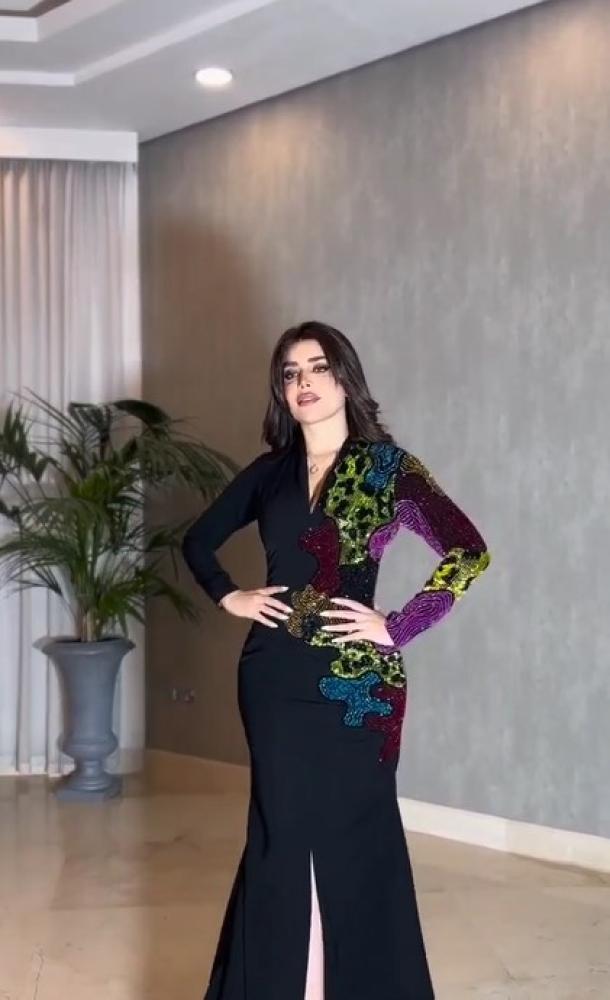 فستان فخم الخـامة كريب فصوص الاصلي