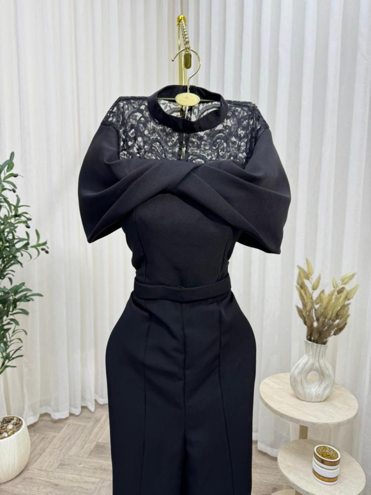 Black color jumpsuit with embroidery from Jewel LS store