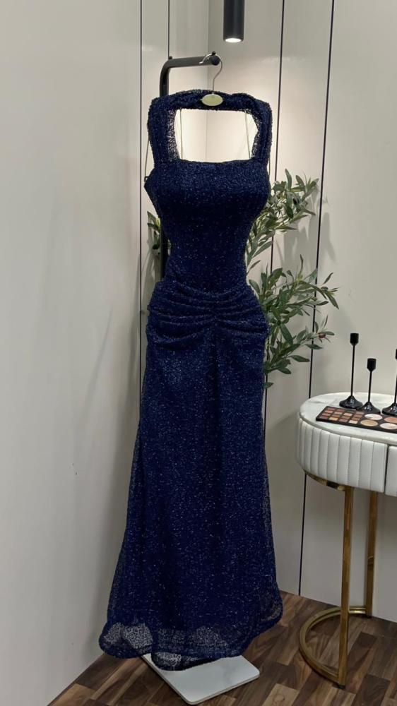 Evening dress in navy color, evening dress with bead embroidery from Jawhara LF store